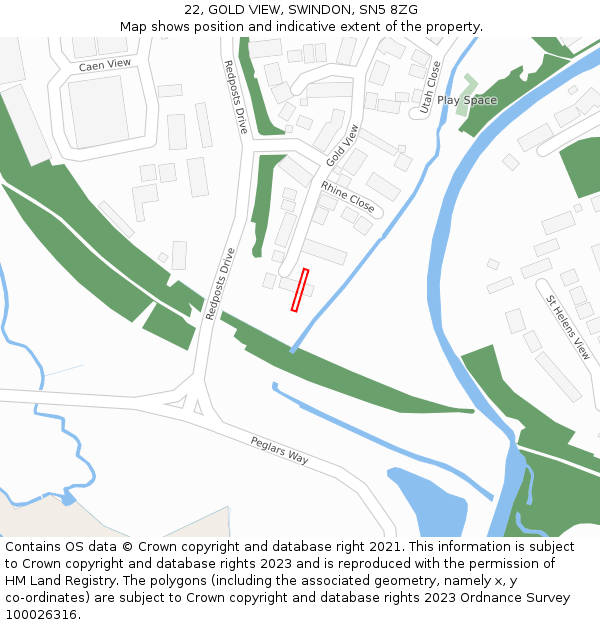 22, GOLD VIEW, SWINDON, SN5 8ZG: Location map and indicative extent of plot