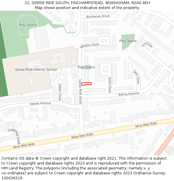 22, GORSE RIDE SOUTH, FINCHAMPSTEAD, WOKINGHAM, RG40 4EH: Location map and indicative extent of plot