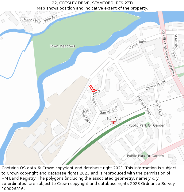 22, GRESLEY DRIVE, STAMFORD, PE9 2ZB: Location map and indicative extent of plot