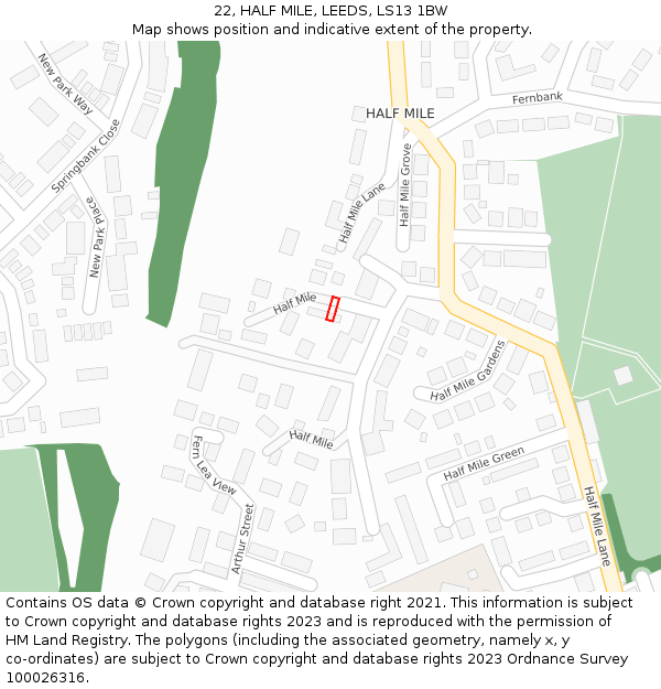 22, HALF MILE, LEEDS, LS13 1BW: Location map and indicative extent of plot