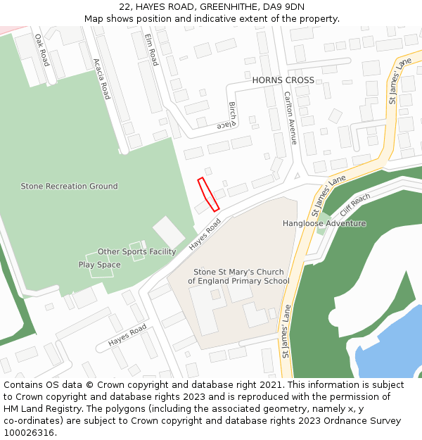 22, HAYES ROAD, GREENHITHE, DA9 9DN: Location map and indicative extent of plot