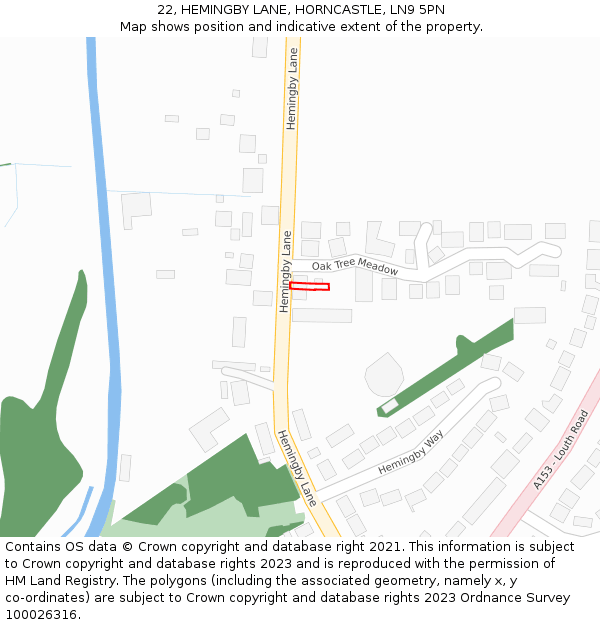22, HEMINGBY LANE, HORNCASTLE, LN9 5PN: Location map and indicative extent of plot