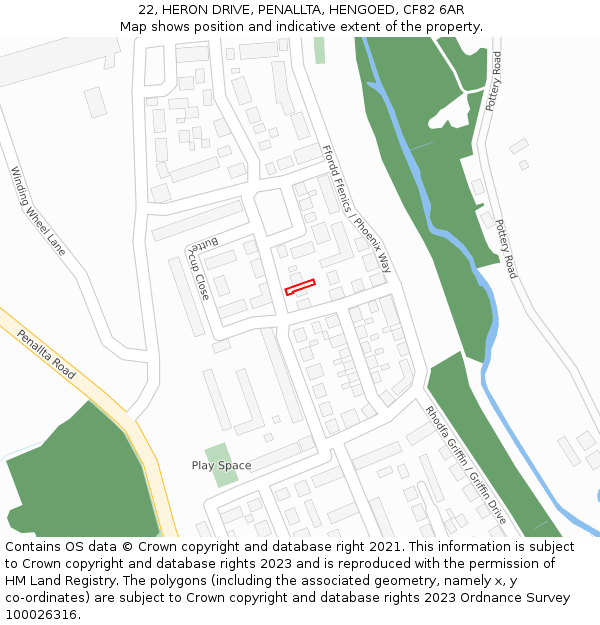 22, HERON DRIVE, PENALLTA, HENGOED, CF82 6AR: Location map and indicative extent of plot