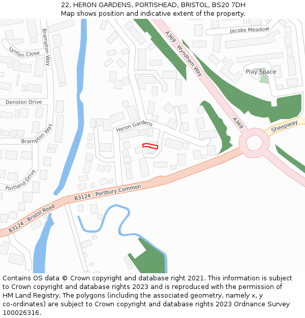 22, HERON GARDENS, PORTISHEAD, BRISTOL, BS20 7DH: Location map and indicative extent of plot