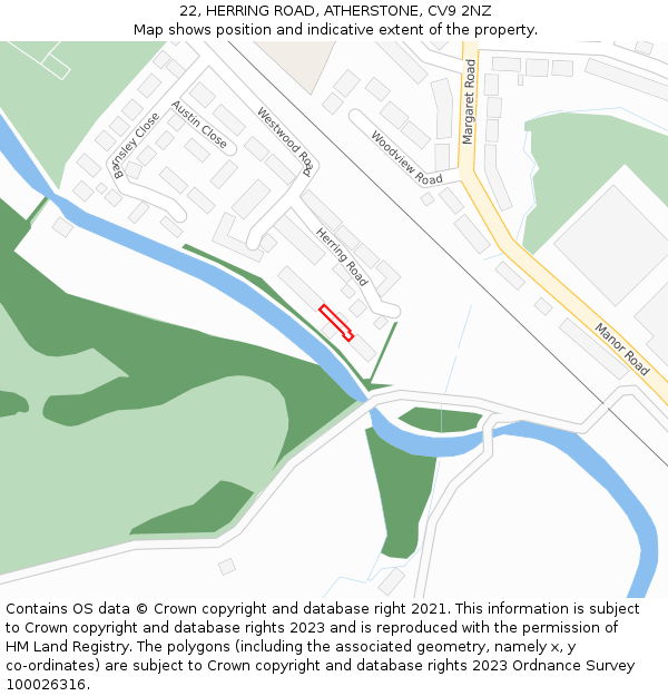 22, HERRING ROAD, ATHERSTONE, CV9 2NZ: Location map and indicative extent of plot
