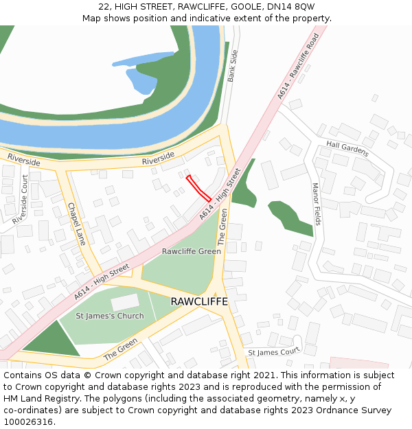 22, HIGH STREET, RAWCLIFFE, GOOLE, DN14 8QW: Location map and indicative extent of plot