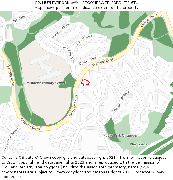22, HURLEYBROOK WAY, LEEGOMERY, TELFORD, TF1 6TU: Location map and indicative extent of plot