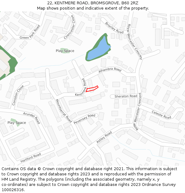 22, KENTMERE ROAD, BROMSGROVE, B60 2RZ: Location map and indicative extent of plot