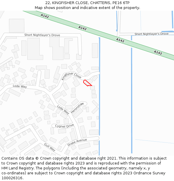 22, KINGFISHER CLOSE, CHATTERIS, PE16 6TP: Location map and indicative extent of plot