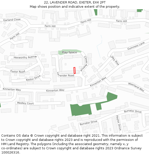 22, LAVENDER ROAD, EXETER, EX4 2PT: Location map and indicative extent of plot
