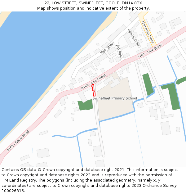 22, LOW STREET, SWINEFLEET, GOOLE, DN14 8BX: Location map and indicative extent of plot