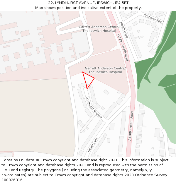 22, LYNDHURST AVENUE, IPSWICH, IP4 5RT: Location map and indicative extent of plot