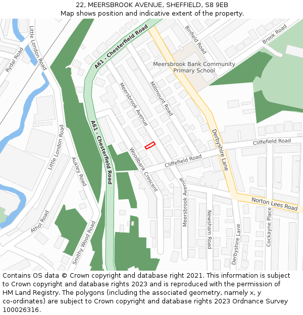 22, MEERSBROOK AVENUE, SHEFFIELD, S8 9EB: Location map and indicative extent of plot