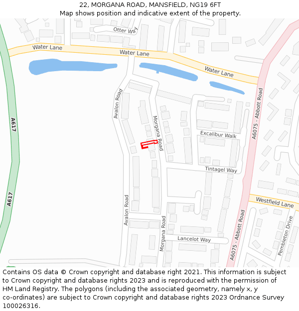 22, MORGANA ROAD, MANSFIELD, NG19 6FT: Location map and indicative extent of plot