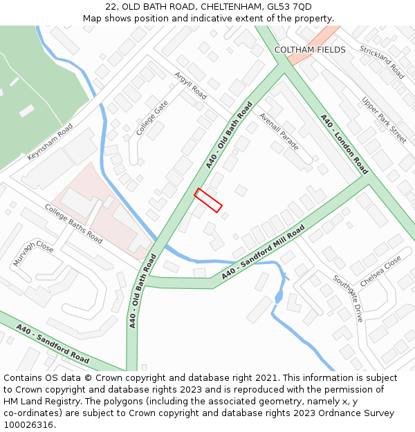 22, OLD BATH ROAD, CHELTENHAM, GL53 7QD: Location map and indicative extent of plot