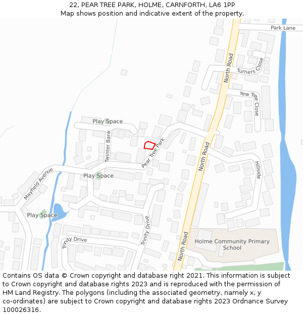 22, PEAR TREE PARK, HOLME, CARNFORTH, LA6 1PP: Location map and indicative extent of plot