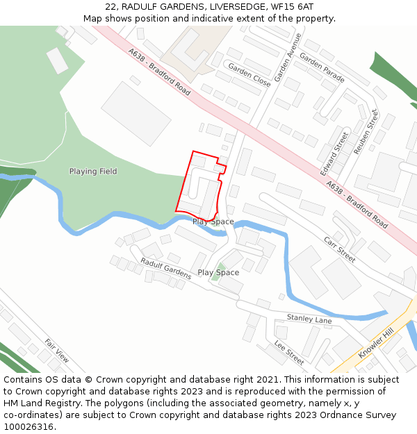 22, RADULF GARDENS, LIVERSEDGE, WF15 6AT: Location map and indicative extent of plot