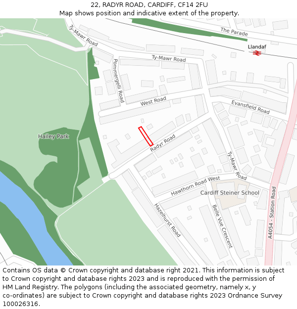 22, RADYR ROAD, CARDIFF, CF14 2FU: Location map and indicative extent of plot