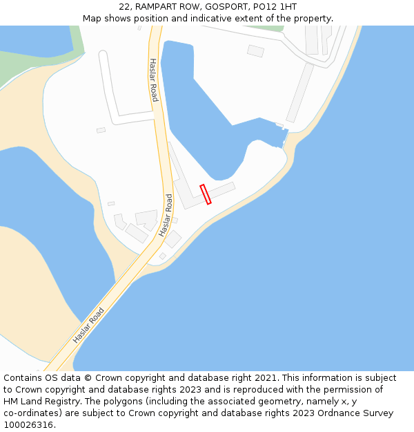 22, RAMPART ROW, GOSPORT, PO12 1HT: Location map and indicative extent of plot