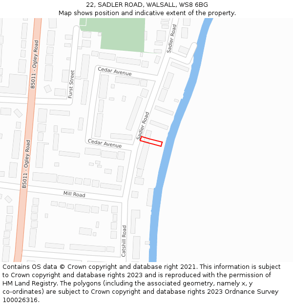22, SADLER ROAD, WALSALL, WS8 6BG: Location map and indicative extent of plot