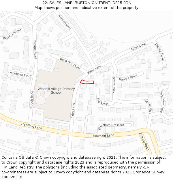 22, SALES LANE, BURTON-ON-TRENT, DE15 0DN: Location map and indicative extent of plot