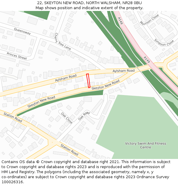 22, SKEYTON NEW ROAD, NORTH WALSHAM, NR28 0BU: Location map and indicative extent of plot