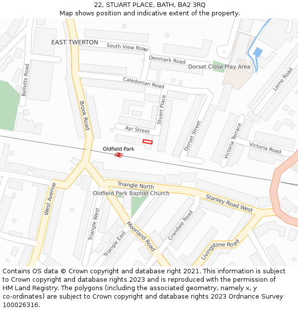 22, STUART PLACE, BATH, BA2 3RQ: Location map and indicative extent of plot