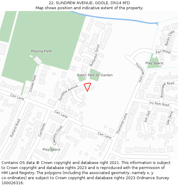 22, SUNDREW AVENUE, GOOLE, DN14 6FD: Location map and indicative extent of plot