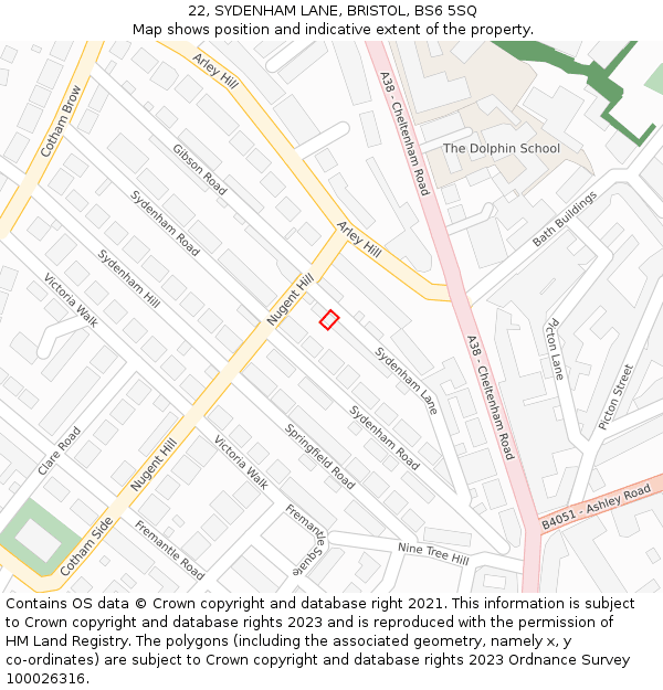 22, SYDENHAM LANE, BRISTOL, BS6 5SQ: Location map and indicative extent of plot