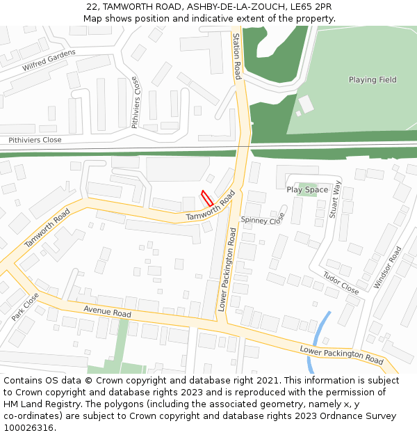 22, TAMWORTH ROAD, ASHBY-DE-LA-ZOUCH, LE65 2PR: Location map and indicative extent of plot