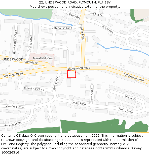 22, UNDERWOOD ROAD, PLYMOUTH, PL7 1SY: Location map and indicative extent of plot
