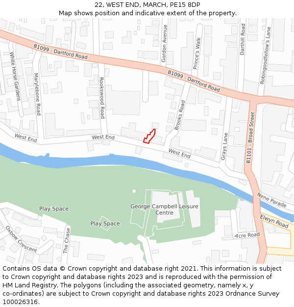 22, WEST END, MARCH, PE15 8DP: Location map and indicative extent of plot
