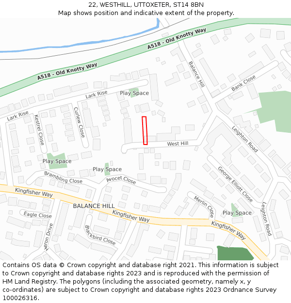 22, WESTHILL, UTTOXETER, ST14 8BN: Location map and indicative extent of plot