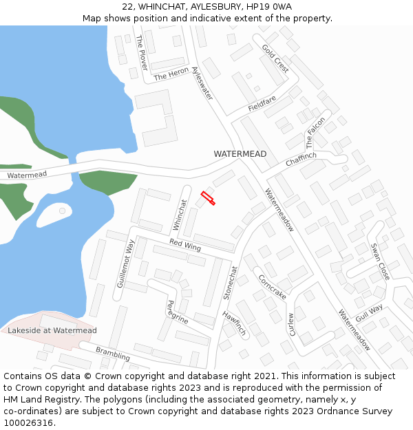 22, WHINCHAT, AYLESBURY, HP19 0WA: Location map and indicative extent of plot