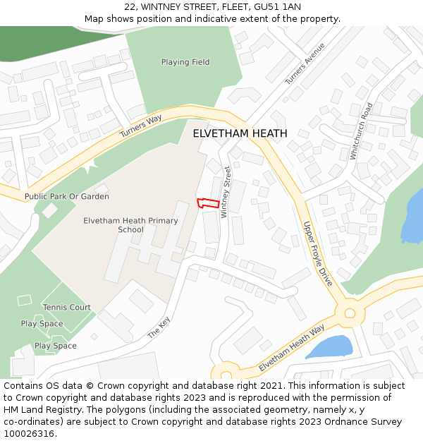 22, WINTNEY STREET, FLEET, GU51 1AN: Location map and indicative extent of plot