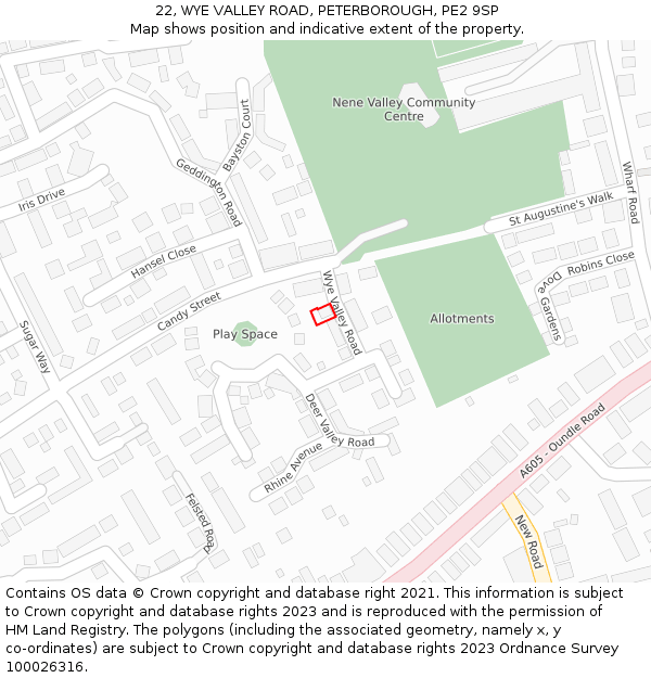 22, WYE VALLEY ROAD, PETERBOROUGH, PE2 9SP: Location map and indicative extent of plot