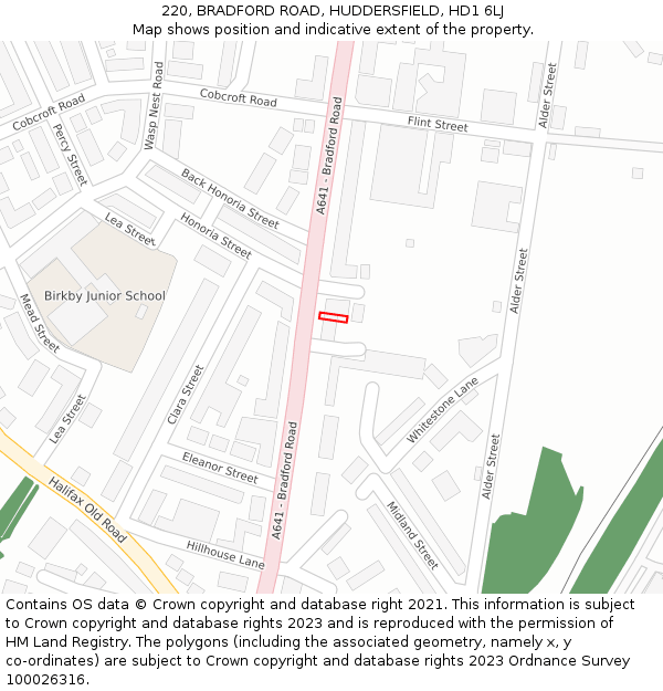220, BRADFORD ROAD, HUDDERSFIELD, HD1 6LJ: Location map and indicative extent of plot