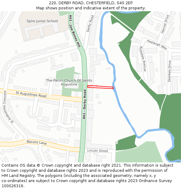 220, DERBY ROAD, CHESTERFIELD, S40 2EP: Location map and indicative extent of plot