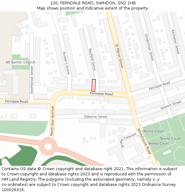 220, FERNDALE ROAD, SWINDON, SN2 1HB: Location map and indicative extent of plot
