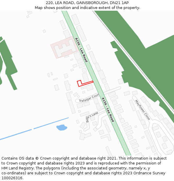 220, LEA ROAD, GAINSBOROUGH, DN21 1AP: Location map and indicative extent of plot