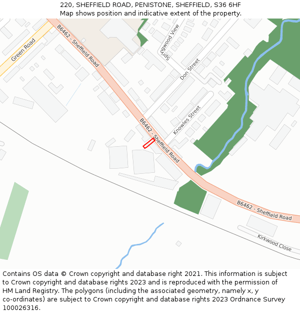 220, SHEFFIELD ROAD, PENISTONE, SHEFFIELD, S36 6HF: Location map and indicative extent of plot