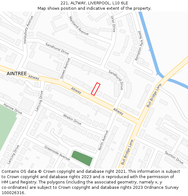 221, ALTWAY, LIVERPOOL, L10 6LE: Location map and indicative extent of plot