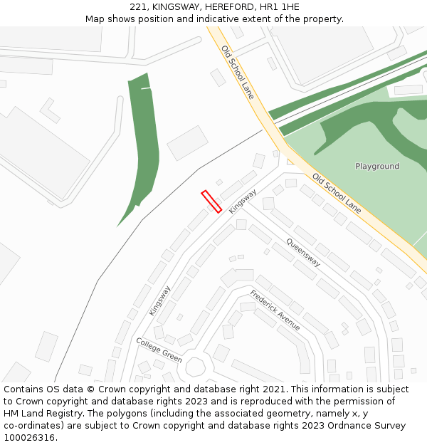 221, KINGSWAY, HEREFORD, HR1 1HE: Location map and indicative extent of plot