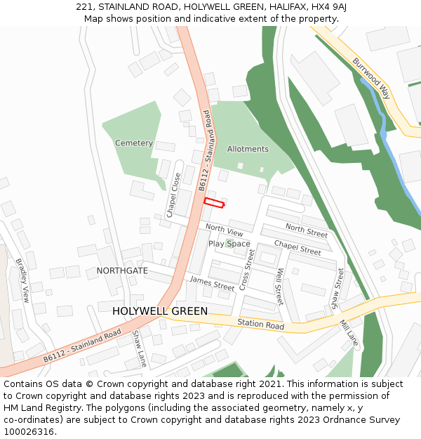 221, STAINLAND ROAD, HOLYWELL GREEN, HALIFAX, HX4 9AJ: Location map and indicative extent of plot