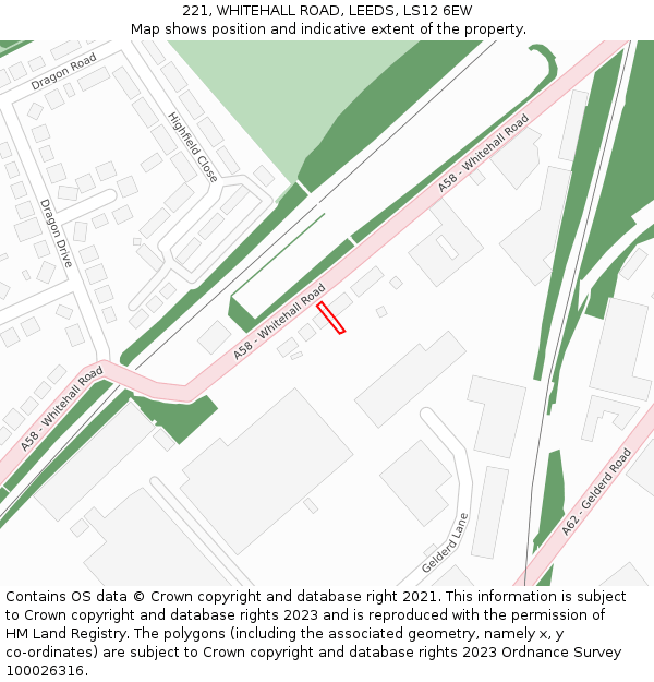 221, WHITEHALL ROAD, LEEDS, LS12 6EW: Location map and indicative extent of plot