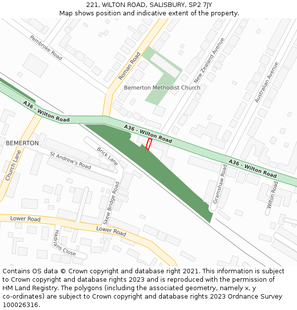 221, WILTON ROAD, SALISBURY, SP2 7JY: Location map and indicative extent of plot