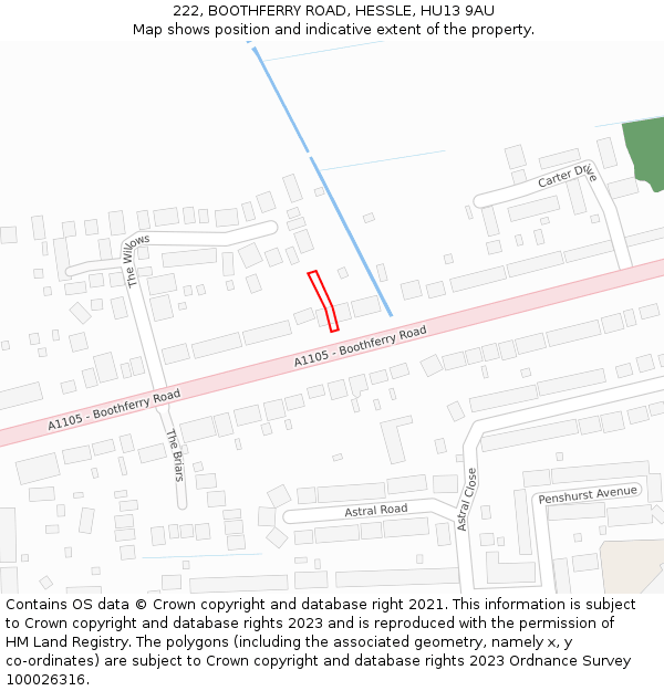 222, BOOTHFERRY ROAD, HESSLE, HU13 9AU: Location map and indicative extent of plot