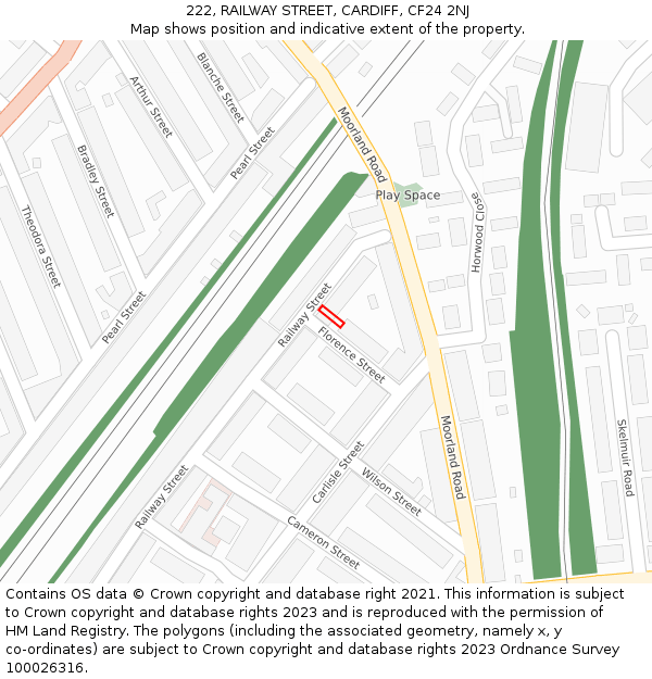 222, RAILWAY STREET, CARDIFF, CF24 2NJ: Location map and indicative extent of plot