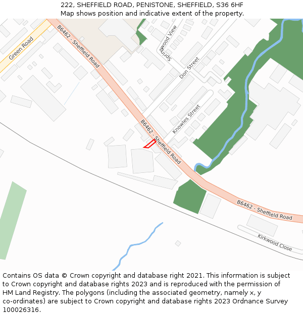 222, SHEFFIELD ROAD, PENISTONE, SHEFFIELD, S36 6HF: Location map and indicative extent of plot