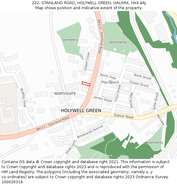 222, STAINLAND ROAD, HOLYWELL GREEN, HALIFAX, HX4 9AJ: Location map and indicative extent of plot